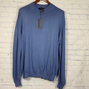 Toscano Mens XL Sweater Blue Cotton Rayon Blend Crew Neck Made in Italy NWT